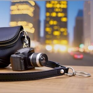 Cute Black Camera keychains. Makes noise and flashes. Does not take photos.